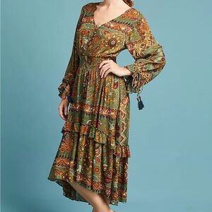 Anthropologie Farm Rio Ruffled Peasant Dress XS NWT